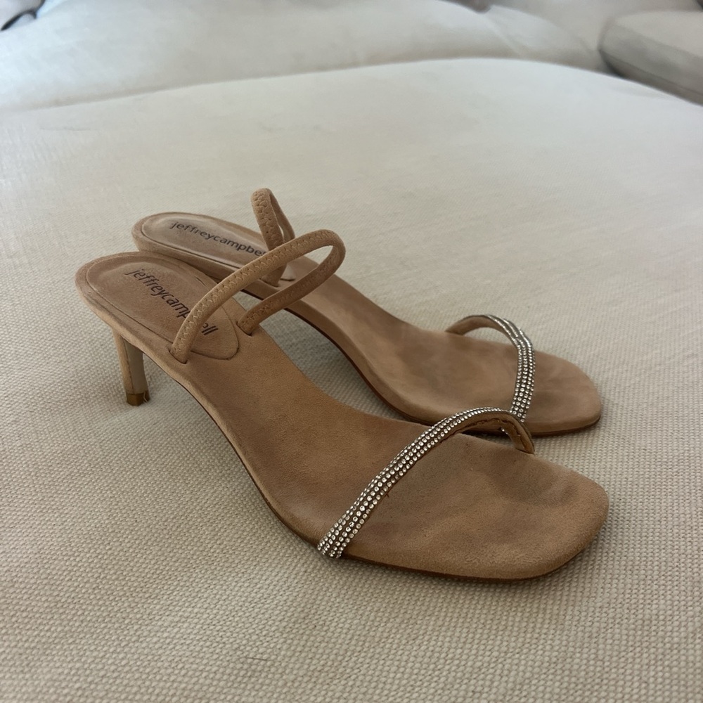Jeffrey Campbell Beige Heels with Rhinestone Accents